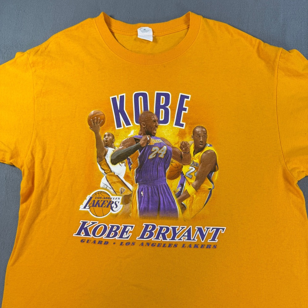 Anvil Kobe Bryant Los Angeles Lakers Graphic T-Shirt Gold Mens XL NBA Basketball